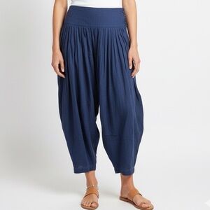 Anthropologie Hei Hei Blue Harem Cropped Genie Boho Hippie Pleated Pants XS